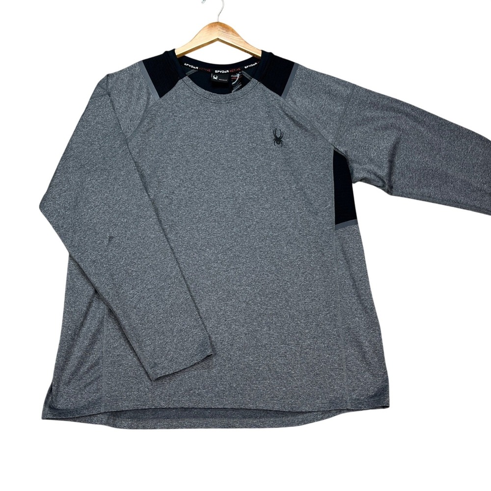 Spyder Shirt Mens Large Charcoal Gray Long Sleeve Performance ProWeb Active